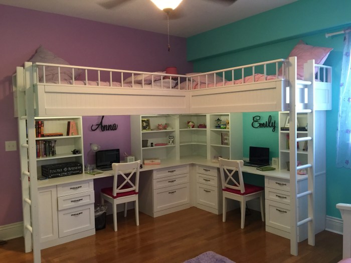 Custom Made Dual Loft Beds With Desks by Carolina Wood Designs ... Loft bed with storage bedroom furniture combo
