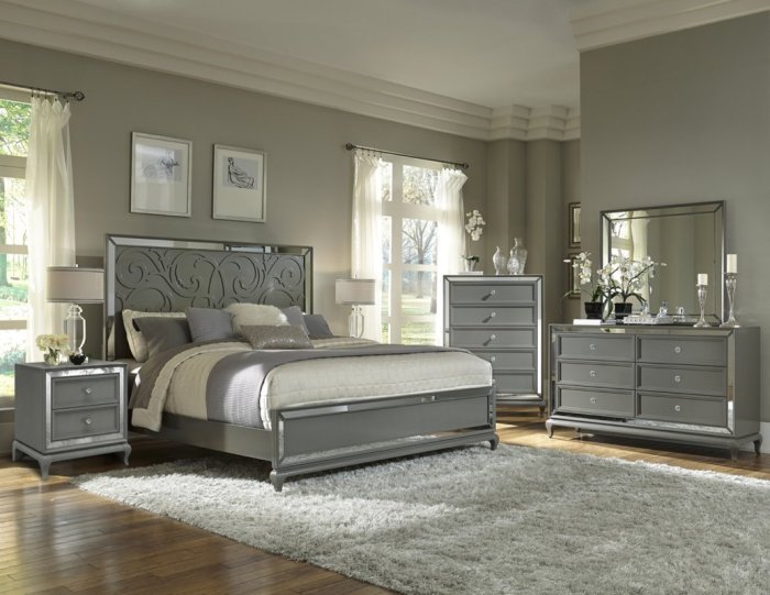 Platinum Leatherette Mirrored Bedroom Set - KFROOMS | Free Delivery