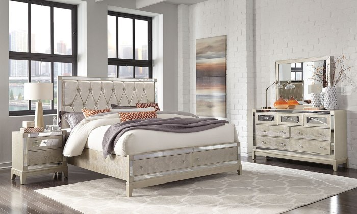 Bedroom furniture set with chest and mirror