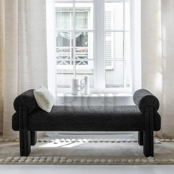 Nordic Bed End Bench Seat Lounge Large Fabric Ottoman Luxury Bedroom ...