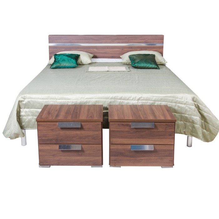 Wooden bed and two nightstands bedroom set