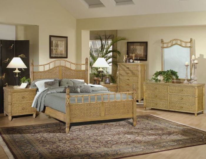 Tropical rattan bedroom furniture package