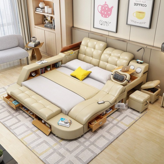 Bed frame with massage features bedroom set