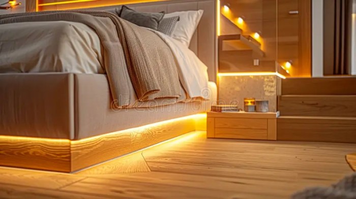 Modern Bedroom with LED Lighting. Generative Ai Stock Illustration ... Bedroom furniture with LED lighting