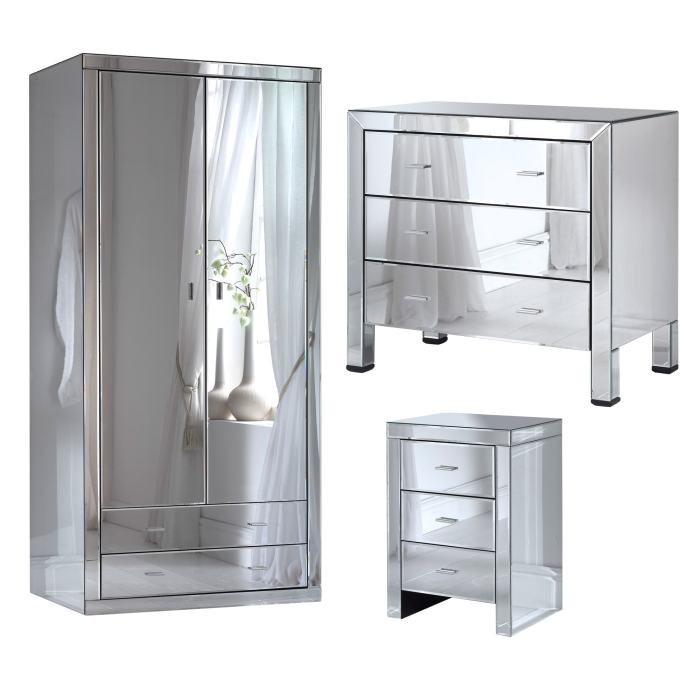 Modern Gray Finish 4pc Queen Size Storage Bed Dresser Mirror Nightstand ...